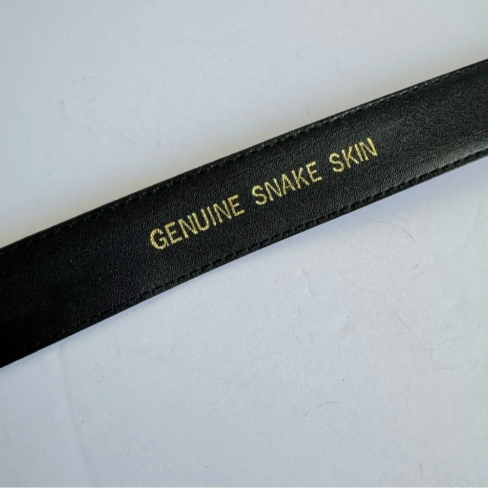 Vintage Snakeskin Belt‎ Blake Reptile Leather Gold Tone Buckle Womens Medium